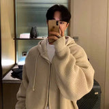 AIDASE  -  Autumn Winter New Fashion Men's Solid Color Simple Basic Casual Trendy Loose Long Sleeve Knitted Sweater Cardigans Male Coats aidase-shop