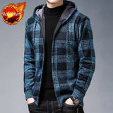 Aidase Knit Sweater Male Zipper Plaid Men's Clothing Cardigan Hoodies Zip-up Thick Winter Red Tops Jumpers Casual Stylish Hot aidase-shop