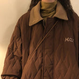 AIDASE  -  Japanese Fashionable Padded Jacket Women In Winter Retro Niche Design Thickened Zipper Coat Oversize Rhombus Cotton Chic aidase-shop