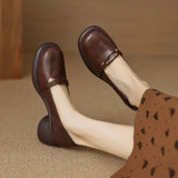 AIDASE  -  New Women Mary Jane Shoes Retro Round Toe Thick Platform Slip On Soft Leather Casual Loafers Comfort Flat Pumps aidase-shop