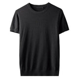 Aidase Summer New Men's Fashion O-neck Casual Knitted T-shirt Hollow Out Ice Silk Short-sleeved Tops Slim Fit Men Tee Shirts aidase-shop