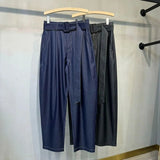 AIDASE  -  Summer New Draping Cool Wide Leg Pants for Men's Trendy Loose  Versatile Curved Knife Casual Pants Belt Design Thin Trousers aidase-shop