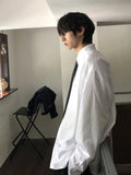 AIDASE  -  Japanese Sle White Long Sve Casual irt for Men Youthful Feeling Outerwear Trendy Brand College Sle Loose Fit aidase-shop