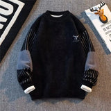 AIDASE  -  Men's autumn and winter pullover with thick base knit sweater light luxury semi high neck warm solid color simple sweater aidase-shop