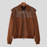 AIDASE  -  Men Jackets Patchwork Lapel Long Sleeve Zipper Fashion Male Coats Streetwear Fashion Casual Male Jackets Outerwear S-5XL aidase-shop