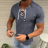 AIDASE  -  Jeans Shirt Jackets For Man Short Shirt Tops Male V Tassel Denim Solid Neck Sleeve Blouse Men рубашка мужская с длинным рукавом aidase-shop