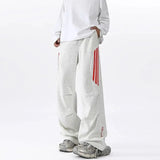 AIDASE  -  Korean Fashion Spring Autumn Preppy Pants Now Side Striped Casual Sweatpants Letter Printing Elastic Waist Wide Leg Trousers aidase-shop