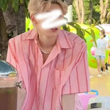 AIDASE  -  Striped Shirt Short-sleeved Men's Thin Style High-end Outfit