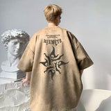 26.2Aidase American High Street Hip-hop Men and Women Trendy and Personalized Printed Round Neck Short Sleeved Loose Vintage Casual T-shirt aidase-shop
