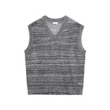 AIDASE  -  Spring Summer New Men's Tide Elastic Vest Casual Knitted Muscular Tank Tops V-Neck Chic Niche Punk Retro Waistcoat aidase-shop