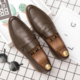 AIDASE  -  Men Business Loafers Black Brown British Casual Soled Heel Fashion Brand Leather Shoes American Banquet Shoes Men aidase-shop