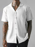 AIDASE  -  Trendy Men's Slim Knitting Shirts 2025 Summer Outdoor Casual Breathable Knit Cardigans Men Vintage Lapel Button Short Sleeve Top aidase-shop