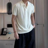 AIDASE  -  Stylish Men's Slim Knit Polo Shirts 2025 Summer New Casual Textured Ribbed Polo Shirt For Mens Streetwear Vintage Polo T-shirts aidase-shop