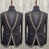 Aidase Luxury Men's Suits Tailored One Piece Blazer One Button Beaded Diamonds Wedding Peaked LapelPlaid Stripes Custom Made Plus Size aidase-shop