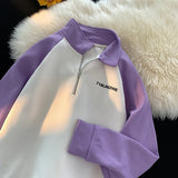 AIDASE  -  Korean Casual Fashion Street Hip Hop Sweatshirt Couple Model Splicing Sports Pullover College Style Printed Long Sleeve Tops aidase-shop