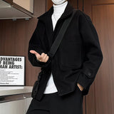 AIDASE  -  Korean Fashion Men's Wool Blend Coat Single Breasted Pea Coat Trench Overcoat aidase-shop