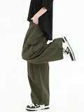 AIDASE  -  100% Cotton Men Cargo Pants Japanese Hip Hop Vintage Wide Leg Straight Regulate Trouser Leg Big Pocket Y2K Drawstring Bloomers aidase-shop