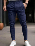 AIDASE  -  Spring Fall Men's Casual Pants Sports Training Stretch Slim Fit Pencil Pants Men Fashion Pleated Design Solid Color Trousers aidase-shop