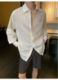 AIDASE  -  Men's Textured Bold Stripe Linen Shirt – Relaxed Fit, Breathable & Lightweight for Casual Sophistication M-3XL aidase-shop