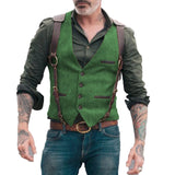 Aidase Herringbone Men's Vests Men Brown Waistcoat Vest Man Steampunk Jacket Striped Tweed V-neck Slim Fit Gilet Wedding Clothing aidase-shop