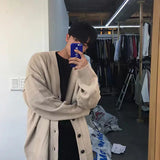 Aidase Man Clothes V Neck Solid Color Black Knitted Sweaters for Men Plain Cardigan Jacket Coat  Wool Japanese Harajuku Fashion A aidase-shop