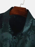 AIDASE  -  Men's Short Sleeve Shirt Casual Fashionable Elegant Jacquard Turn-down Collar Button Half Sleeve aidase-shop