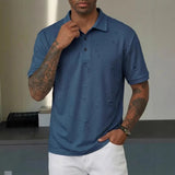 AIDASE  -  Men's Textured Short Sleeve Polo Shirt Casual Turn Down Collar Button Placket Top with Multiple Color Options aidase-shop