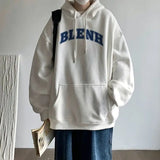 Vintage Fleece Hooded Sweatshirt Men Autumn/Winter New Korean Brand Grey Sweatshirts Men's Oversized Unisex Pullover Hoodie aidase-shop