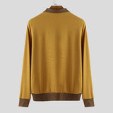 AIDASE  -  Men Shirt Knitted Patchwork Lapel Long Sleeve Spring Autumn Men Clothing Streetwear Loose 2025 Fashion Male Shirts S-5XL aidase-shop