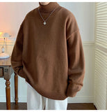 AIDASE  -  Men's High Ne Knitted Sweater Pure Color Loose Fit Winter Warm Trendy Hong Kong Sle Underwear Casual Long Sve Top aidase-shop