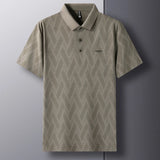 Aidase Casual Striped Men's Polo Top, 2024 New Summer Products, Lapel Short Sleeve T-shirt Korean Men's Top Middle-aged Men Clothing aidase-shop