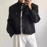 AIDASE  -  Fashionable Retro Zipper Collar Men's Jacket Short Loose Shoulder Padded Aircraft Style Casual Outerwear Spring Autumn New Korea aidase-shop