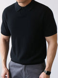AIDASE  -  Summer High Quality Knitwear Mens Polo Shirts Casual Pure Color Short Sleeve Slim Polos Men Fashion Button Polo Neck Knitted Top aidase-shop