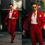 AIDASE  -  Red Gentleman New Mens Suits Two-Pieces Coat Trousers Broadcloth Authentic Tailored Classic Wedding Tuxedos Formal Occasions