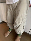 AIDASE  -  Summer Casual Loose Fit Straight Leg Seven Inch Pants Youthful Vitali Sle Versatile Elastic Waist Wide Leg orts aidase-shop