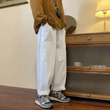 AIDASE  -  Trendy Hong Kong Style Youth Casual Pants Spring Summer Solid Color Ins Slim Fit Middle Waist Bell Bottoms Straight Leg Pants Fo aidase-shop