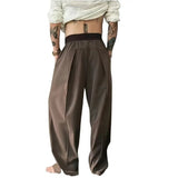 AIDASE  -  Loose Wide Leg Pants for Men Casual Fashion Urban Style Polyester Fabric Four Seasons Suitable Pure Color Micro Stretch aidase-shop