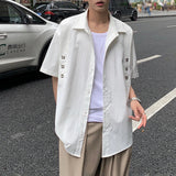 AIDASE  -  Summer New Men's Solid Color Stitching Short-Sleeved Shirt Korean Style Fashion Trend Street Loose Casual Simple Men's Tops aidase-shop
