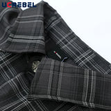 Aidase Letter Embroidery Loose Safari Short Sleeve Shirt Mens Summer Streetwear Lapel Casual Plaid Shirt Men
