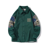 Aidase Patchwork Bear Long Sleeve Shirt for Men Retro Loose Couple Shirt Jacket Large Size Unisex Blouses aidase-shop