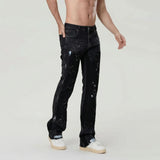 AIDASE  -  Four Seasons European American Fashion Men Black Grey Blue Solid Color Straight Simple Basic Casual Denim Trousers Male Jeans aidase-shop