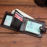 AIDASE  -  Men's Short Genuine Leather Wallet Vintage Coin Purse Top Layer Cowhide Vertical Card Holder Large Capacity aidase-shop