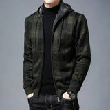 Aidase Knit Sweater Male Zipper Plaid Men's Clothing Cardigan Hoodies Zip-up Thick Winter Red Tops Jumpers Casual Stylish Hot aidase-shop