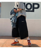 AIDASE  -  Japanese Streetwear Beige Cargo Capri Pants Women Harajuku Hippie Pockets Oversize Wide Leg Trousers Jogging Summer aidase-shop
