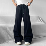 Aidase Mens Casual Niche Wide Leg Pants Genderless 2024 New American Streetwear Versatile Simple Solid Color Floor-Mopping Pants Unisex aidase-shop