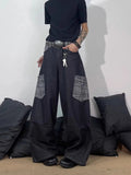 AIDASE  -  Retro American Embroidered Bla Jeans Men High Street Vibe Loose Straight Leg Wide Leg Clean Fit Long Trousers Casual Sleeve aidase-shop