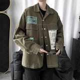 Aidase Port Wind Leisure Loose Printing Patch DesignsEnglish Letter Design Trend Handsome Versatile Men's Shirt Jacket Autumn 2024