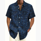 AIDASE  -  Men's Vintage Geometric Ethnic Pattern Button Shirt Lapel Hawaiian Style Summer Party Holiday Clothing aidase-shop