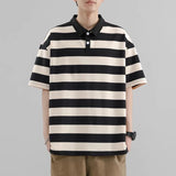 AIDASE  -  Summer Short Sleeve Striped Polos Shirts Men Anti-Wrink Turn Down Collar Casual Polos Male Sports Tees Couple Tops Streetwear aidase-shop