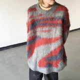 Striped Men Winter Sweater Mohair Colorful Irregular Gradient Casual Pullovers Fashion Korean Style Casual Knitwear aidase-shop